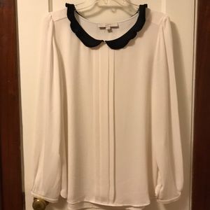 Loft cream & black blouse